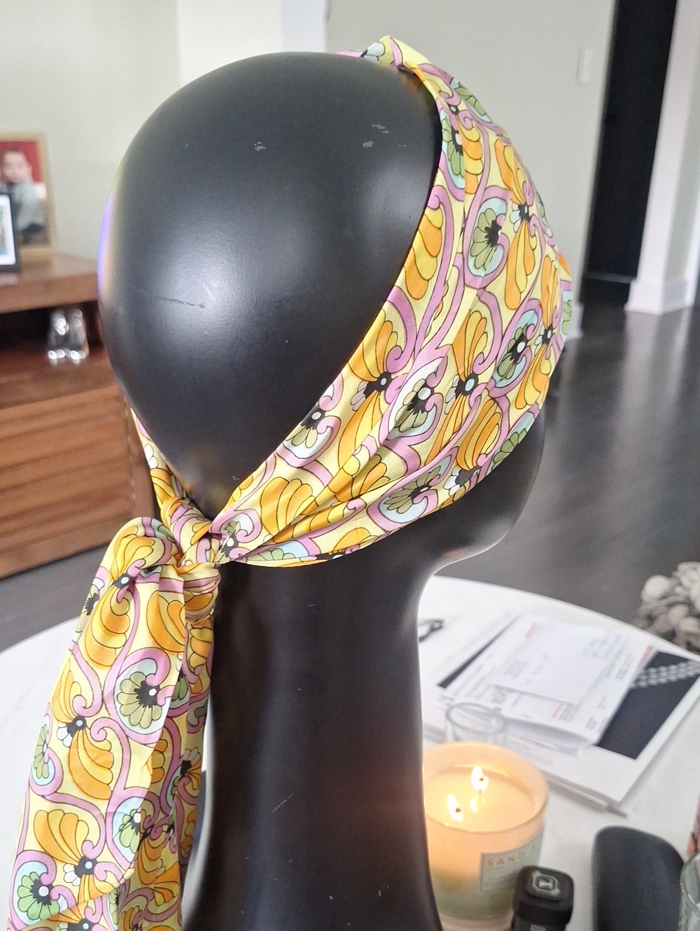 Vintage 70s Neck Scarf Retro Groovy Bright Colorful Headband Hippie Festival
